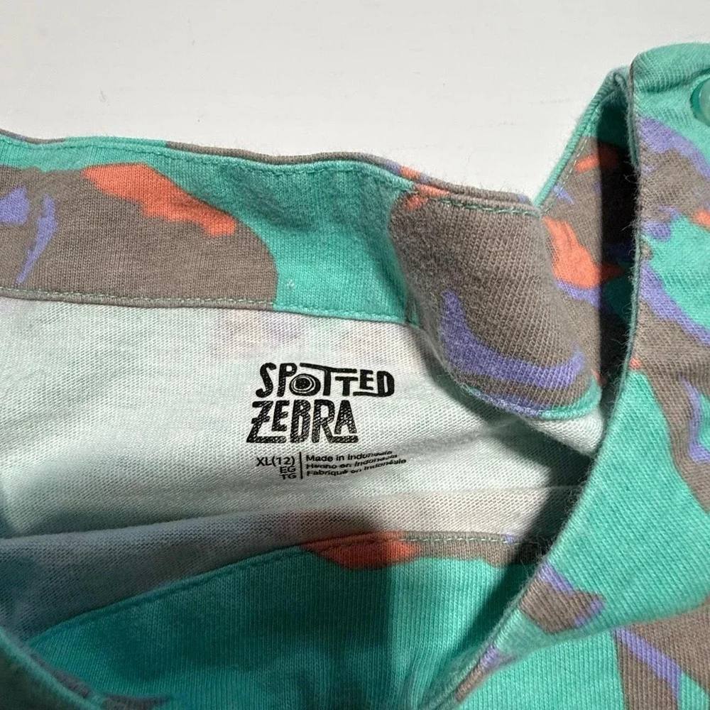 Spotted Zebra Girls Green Elephant Print Cotton T-Shirt Dress Size XL 12